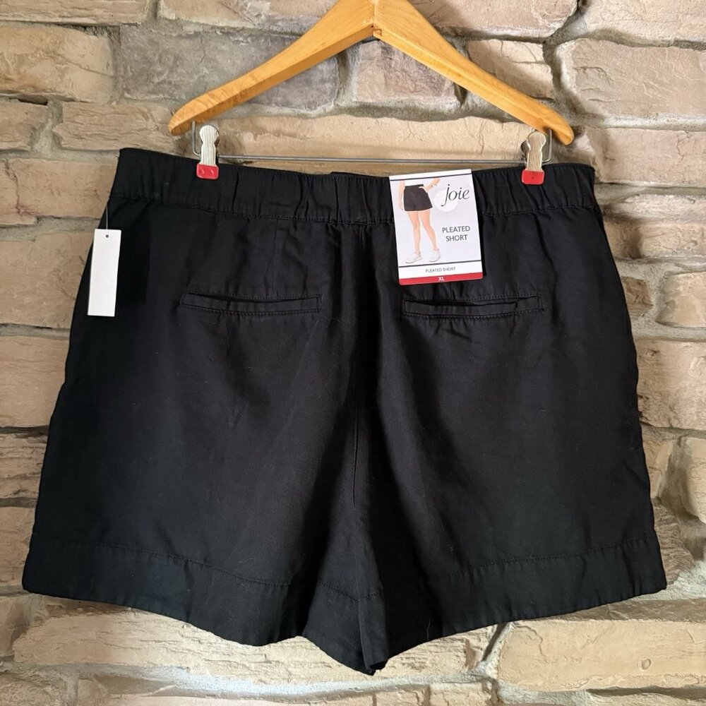 Joie Women’s Pleated Shorts Black Size XL Cotton Linen Blend NWT MSRP $158 - Picture 5 of 12